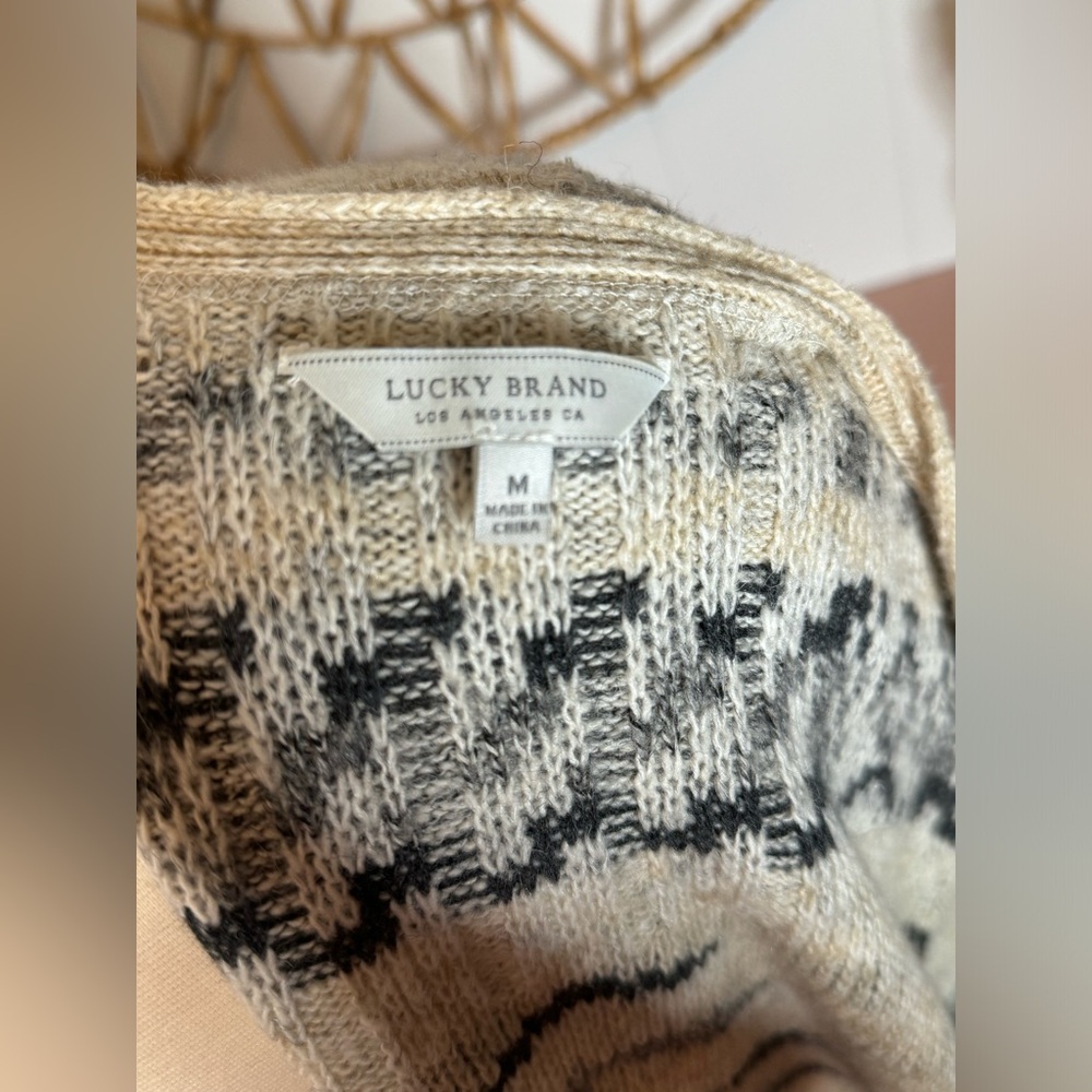 Lucky Brand Cream and Black Sweater Cardigan
